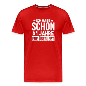 Mariage Ormes Mariage 61 ans Mariage - T-shirt bio Premium Homme - rouge - Devant - Damien (186cm)