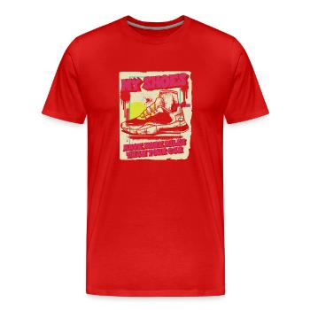 My shoes have more miles than your car - Men's Premium Organic T-Shirt - red - Front - Damien (186cm)