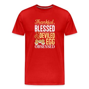 Gefüllte Eier Deviled Eggs - Männer Premium Bio T-Shirt - Rot - Vorne - Damien (186cm)