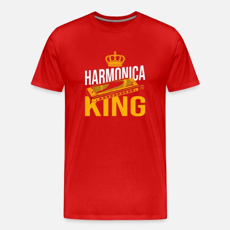 Playing Harmonica Gift - Men's Premium Organic T-Shirt - red