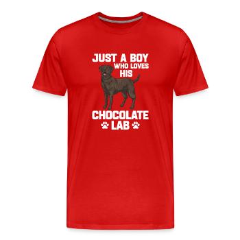 Schoko Brauner Labrador Retriever Hund - Männer Premium Bio T-Shirt - Rot - Vorne - Damien (186cm)