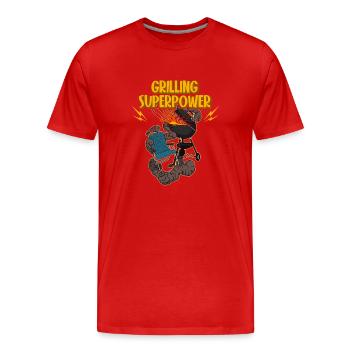 Barbecue Sommer Vater Grillen Fleisch Party - Männer Premium Bio T-Shirt - Rot - Vorne - Damien (186cm)