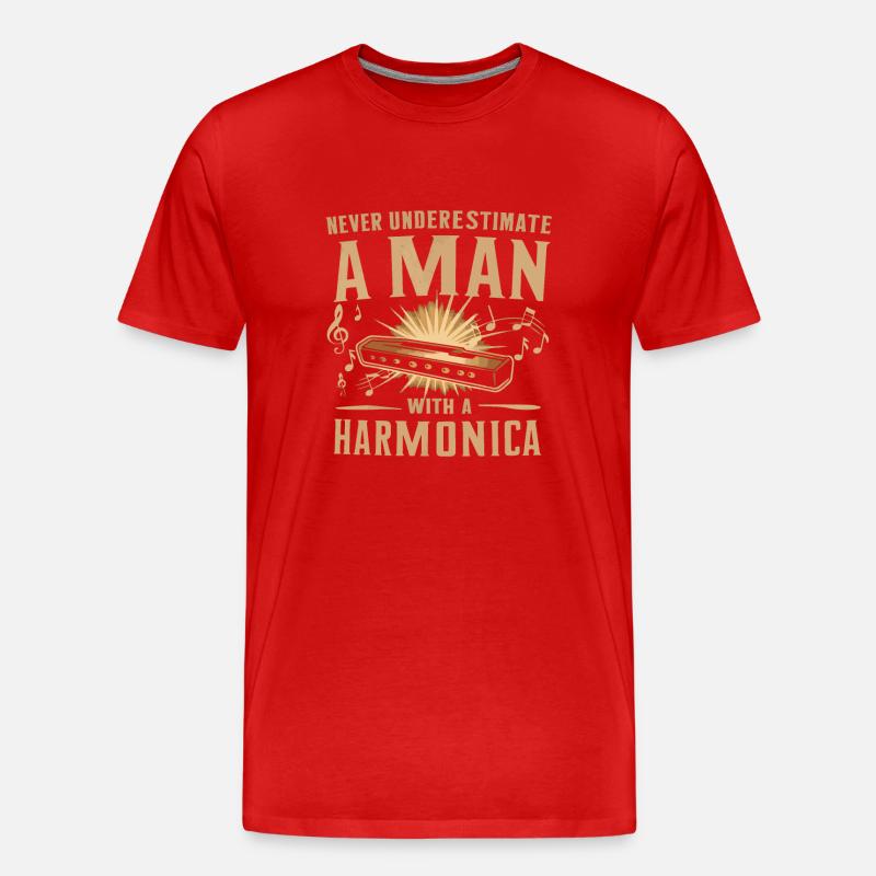 Cadeau de jeu d’harmonica - T-shirt bio Premium Homme - rouge