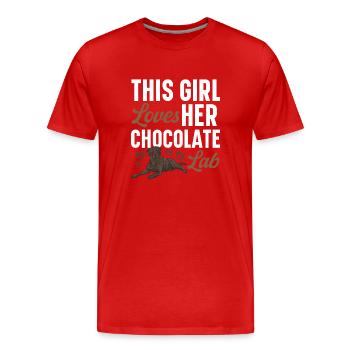 Schoko Brauner Labrador Retriever Hund - Männer Premium Bio T-Shirt - Rot - Vorne - Damien (186cm)