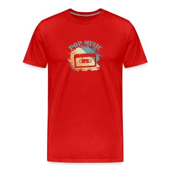 Cassette de musique pop R’n’B - T-shirt bio Premium Homme - rouge - Devant - Damien (186cm)