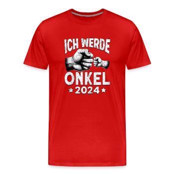 Ich werde Onkel 2024 - Männer Premium Bio T-Shirt - Rot - Vorne - Damien (186cm)