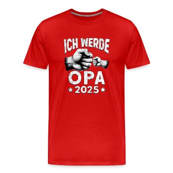 I'm going to be grandpa in 2025 - Men's Premium Organic T-Shirt - red - Front - Damien (186cm)