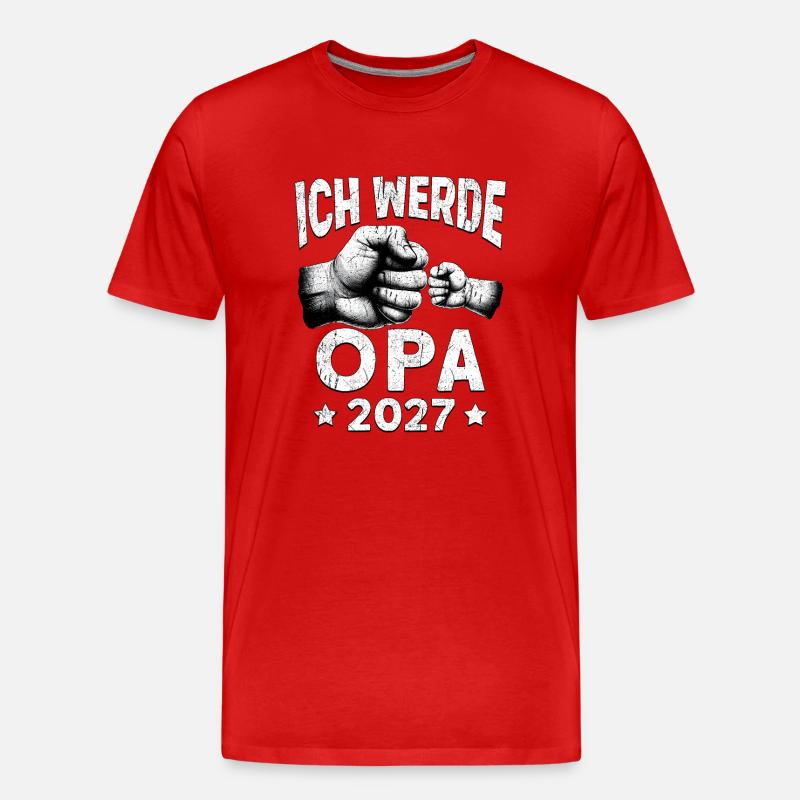 Ich werde Opa 2027 - Männer Premium Bio T-Shirt - Rot