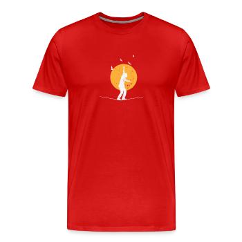 Slackline avec lune en arrière-plan - T-shirt bio Premium Homme - rouge - Devant - Damien (186cm)