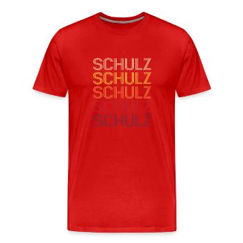 Idée cadeau de nom de famille de mariage de la famille Schulz - T-shirt bio Premium Homme - rouge - Devant - Damien (186cm)