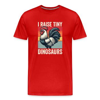 J’élève de minuscules dinosaures Vintage Poulet Funny Farm - T-shirt bio Premium Homme - rouge - Devant - Damien (186cm)