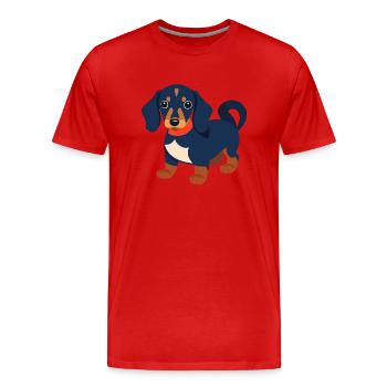 Dackel Welpe schwarz Dachshund - Männer Premium Bio T-Shirt - Rot - Vorne - Damien (186cm)
