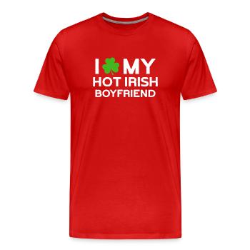 I Love My Hot Irish Boyfriend - Männer Premium Bio T-Shirt - Rot - Vorne - Damien (186cm)