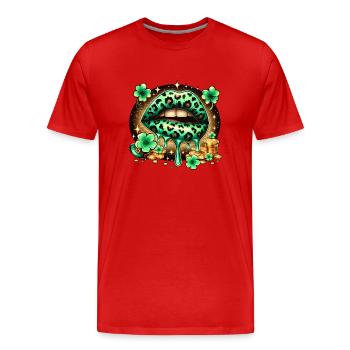 Irish Lips St Patricks Day - Männer Premium Bio T-Shirt - Rot - Vorne - Damien (186cm)