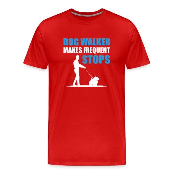 Lustiger Hundewanderer Hundesitter - Männer Premium Bio T-Shirt - Rot - Vorne - Damien (186cm)