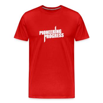 Pioneering Progress - Men's Premium Organic T-Shirt - red - Front - Damien (186cm)