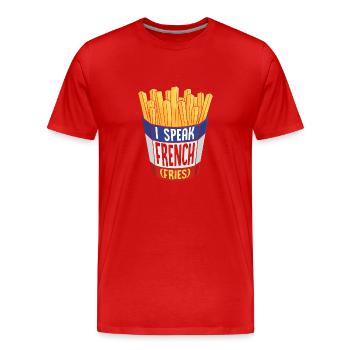 Fluent in French Fries: A Tasty Language - Men's Premium Organic T-Shirt - red - Front - Damien (186cm)