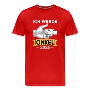 scJe serai un oncle en 2026 - T-shirt bio Premium Homme - rouge - Devant - Damien (186cm)
