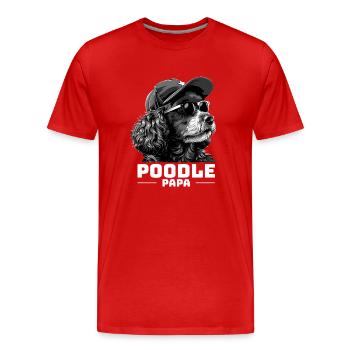 Poodle Papa - Männer Premium Bio T-Shirt - Rot - Vorne - Damien (186cm)