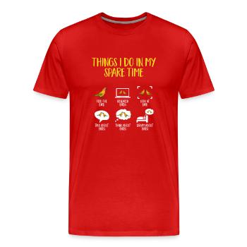 Parakeet, Parrot, Parakeet, Bird - Men's Premium Organic T-Shirt - red - Front - Damien (186cm)
