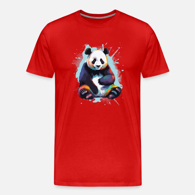 Panda - Männer Premium Bio T-Shirt - Rot
