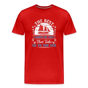 Die besten Reisen sind die, die uns in den Nahen Osten führen - Männer Premium Bio T-Shirt - Rot - Vorne - Damien (186cm)