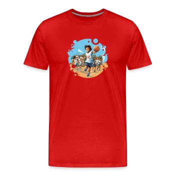 Basketballer Zubehör Basketball-spieler Kinder - Männer Premium Bio T-Shirt - Rot - Vorne - Damien (186cm)