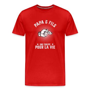 Father and Son A Team for Life Funny Gift - Men's Premium Organic T-Shirt - red - Front - Damien (186cm)