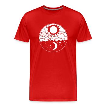 Nacht- und Tag-Mandala-Mond Astrologe - Männer Premium Bio T-Shirt - Rot - Vorne - Damien (186cm)