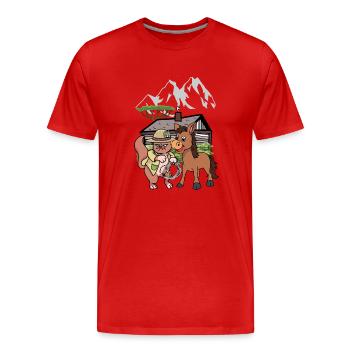 Chat Sauvage Ouest Nature Enfant Enfants Cavalier Âne - T-shirt bio Premium Homme - rouge - Devant - Damien (186cm)