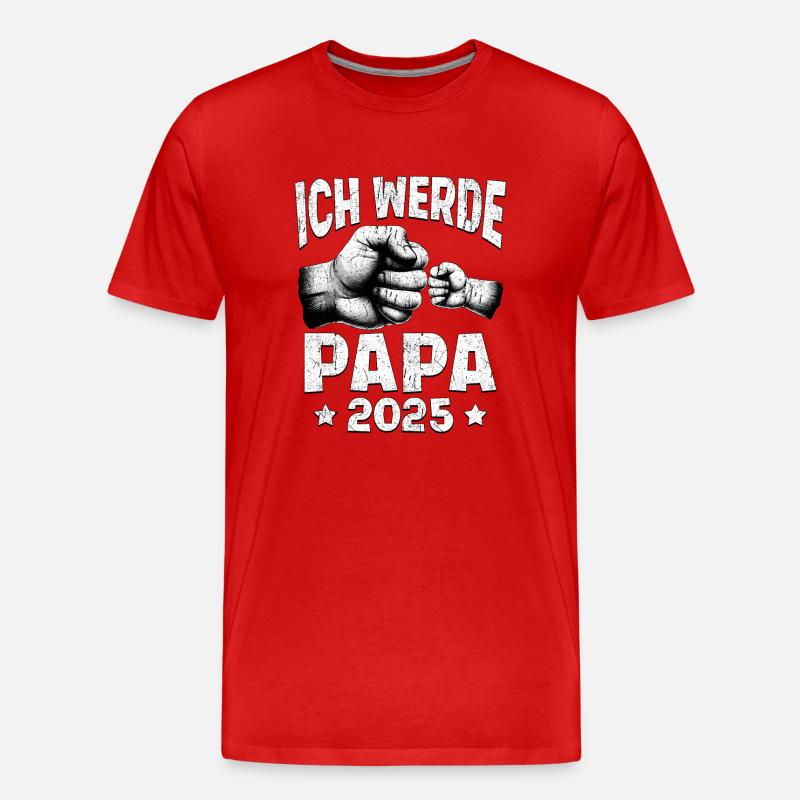 Ich werde Papa 2025 - Männer Premium Bio T-Shirt - Rot