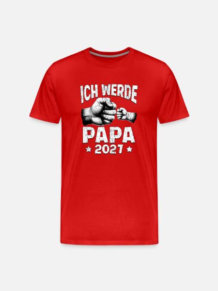 Ich werde Papa 2027 - Männer Premium Bio T-Shirt - Rot
