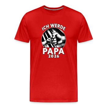 Je serai papa en 2026 - T-shirt bio Premium Homme - rouge - Devant - Damien (186cm)