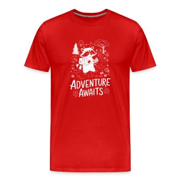 DAS ABENTEUER WARTET AUF SIE - Männer Premium Bio T-Shirt - Rot - Vorne - Damien (186cm)