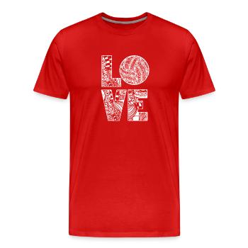 Volleyball-MAMA Volleyball Ball Volleyballer - Männer Premium Bio T-Shirt - Rot - Vorne - Damien (186cm)