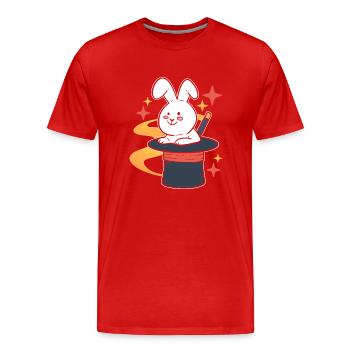 Hut mit Zauberstab und Kaninchen Magier - Männer Premium Bio T-Shirt - Rot - Vorne - Damien (186cm)