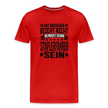Conducteur de chariot élévateur Chariot élévateur Conducteur de chariot élévateur - T-shirt bio Premium Homme - rouge - Devant - Damien (186cm)
