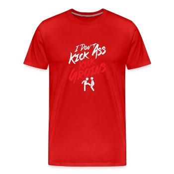 I Don't Kick Ass Kick Groins Martial Arts Krav Mag - Men's Premium Organic T-Shirt - red - Front - Damien (186cm)