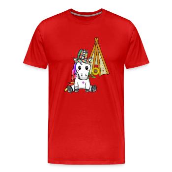 Licorne Tipi Hippie Licornes Chaman Tournesol - T-shirt bio Premium Homme - rouge - Devant - Damien (186cm)