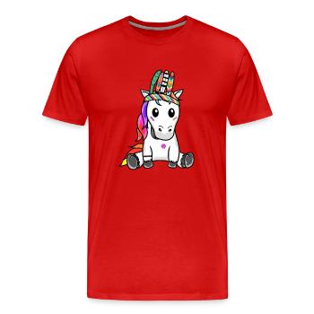 Einhorn Einhörner Hippie Hippies Schamane - Männer Premium Bio T-Shirt - Rot - Vorne - Damien (186cm)