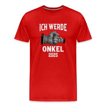 Ich werde Onkel 2025 - Männer Premium Bio T-Shirt - Rot - Vorne - Damien (186cm)