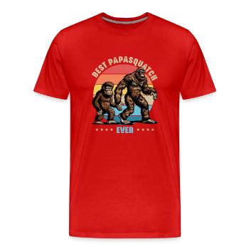 Meilleur Papasquatch de tous les temps - T-shirt bio Premium Homme - rouge - Devant - Damien (186cm)
