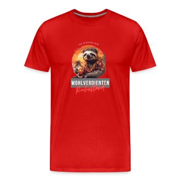 Sloth Pension Retirement Pension Funny Saying - Men's Premium Organic T-Shirt - red - Front - Damien (186cm)