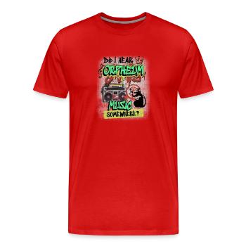 Dortmunder Discothek 80er 90er Wave-Musik Orpheum - Männer Premium Bio T-Shirt - Rot - Vorne - Damien (186cm)