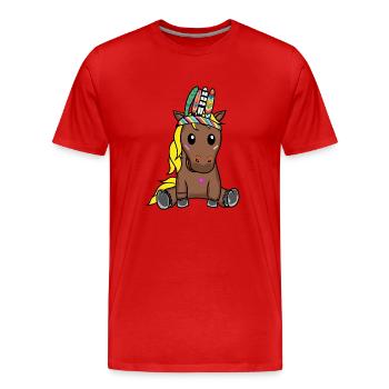 Hippie Pony Foal Horse Ross Feathers Gaul - Men's Premium Organic T-Shirt - red - Front - Damien (186cm)