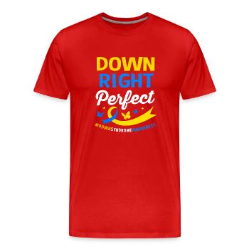 Trisomie 21 du syndrome de Down - T-shirt bio Premium Homme - rouge - Devant - Damien (186cm)