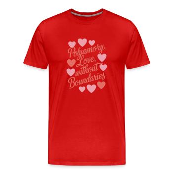 Communauté polyamoureuse Parentalité polyamoureuse - T-shirt bio Premium Homme - rouge - Devant - Damien (186cm)