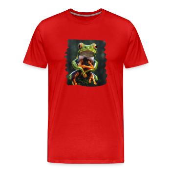Tree Frog Baumfrösche Baumfrosch - Men's Premium Organic T-Shirt - red - Front - Damien (186cm)