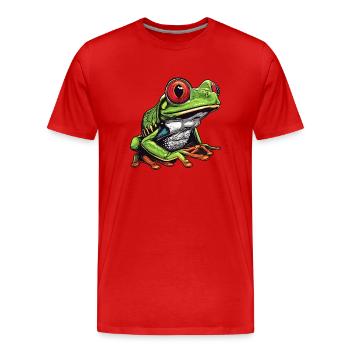Tree Frog Baumfrösche Baumfrosch - Men's Premium Organic T-Shirt - red - Front - Damien (186cm)