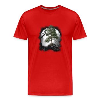 Forêt Nature sauvage Conifères Forêt Arbre Pin Halloween Arbres - T-shirt bio Premium Homme - rouge - Devant - Damien (186cm)